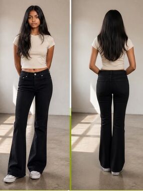 NWT PacSun Black Skinny Bootcut Jeans NWT Size 22 Low Rise